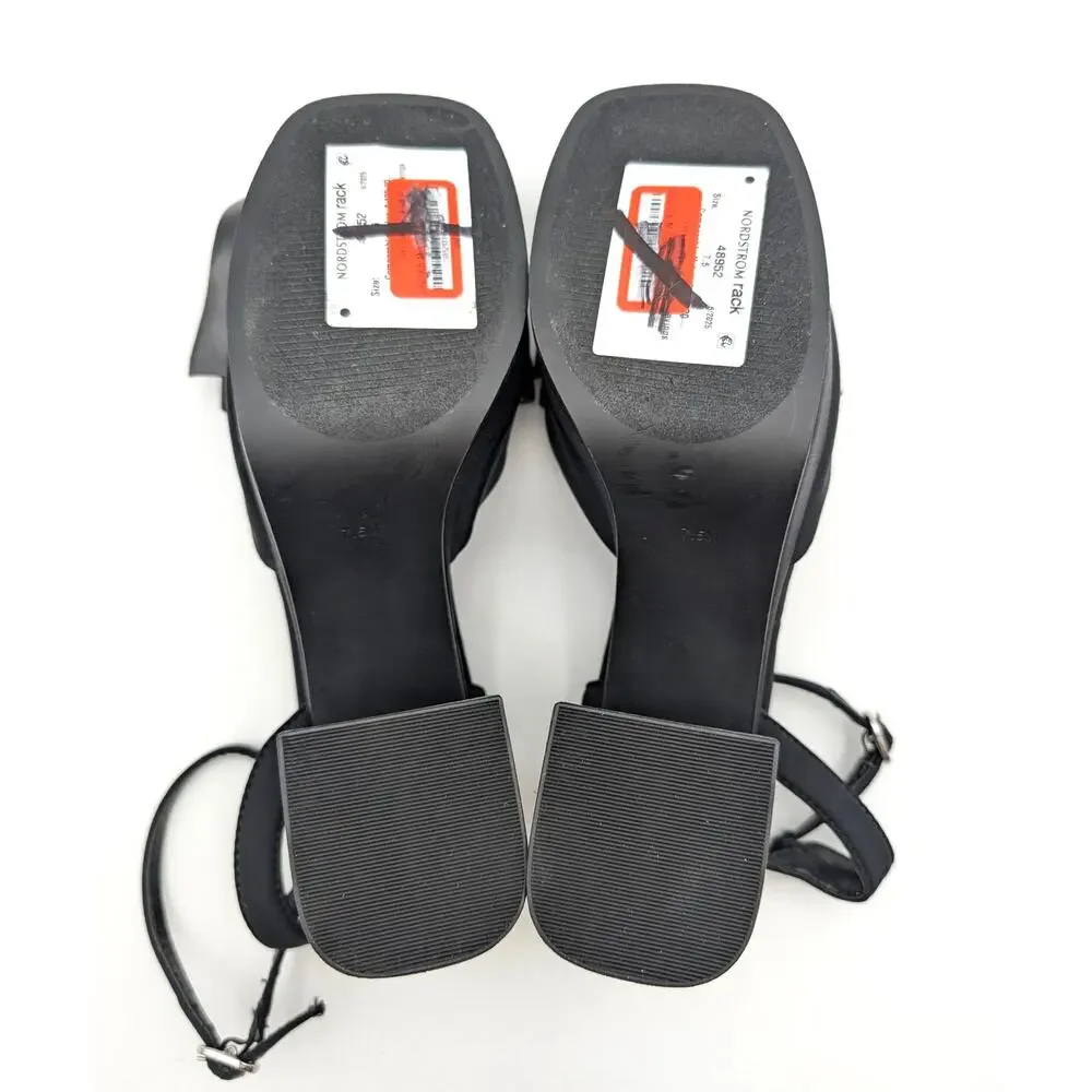 Steve Madden Aerin Bow Platform Sandals Women's Black Size US7.5M EU38